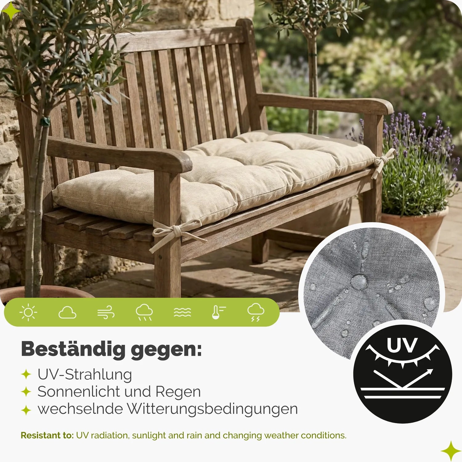 Bankauflage wasserabweisend 10 cm für Gartenbank & Schaukel GD-0219
