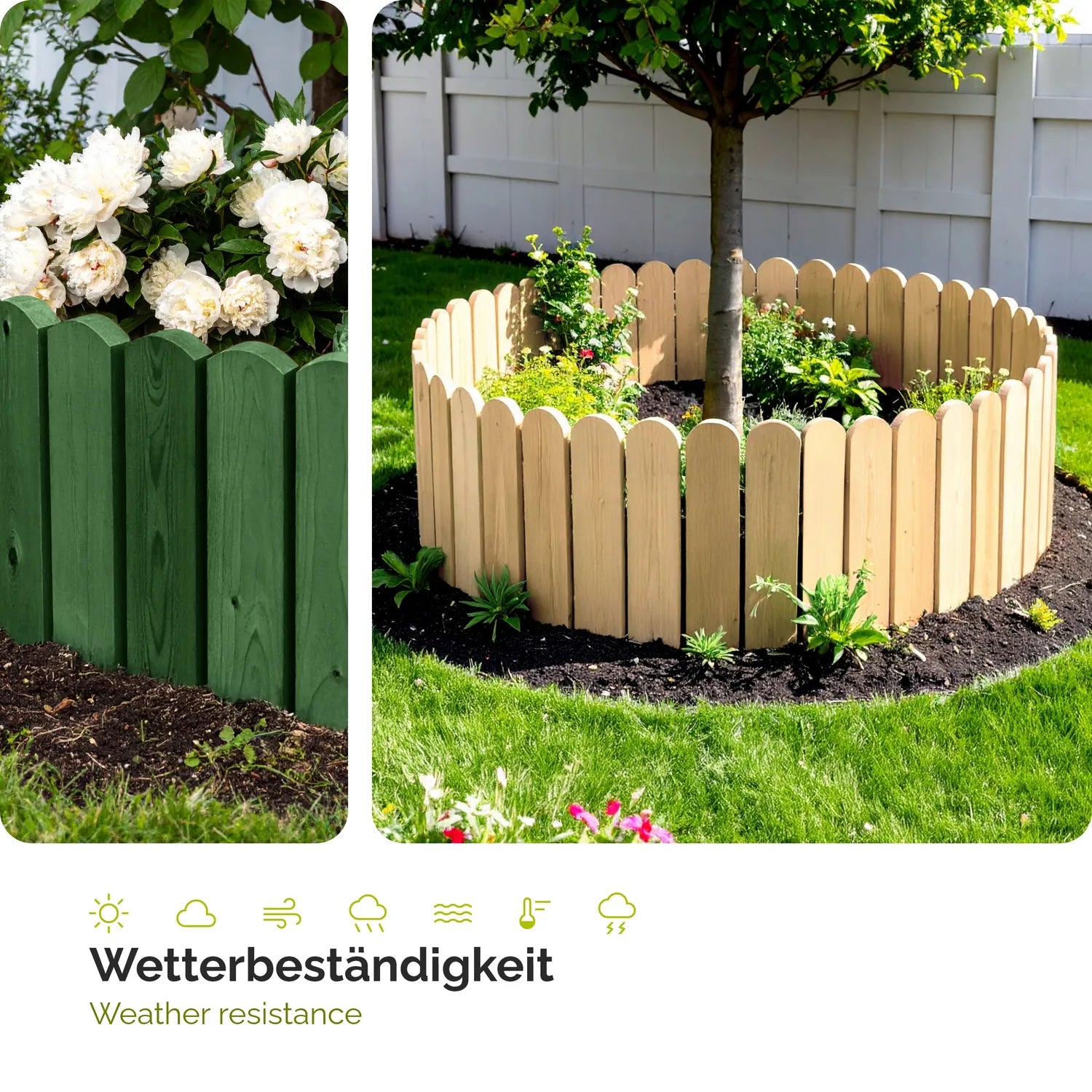 Rasenkante Holz Beeteimfassung 100 cm Flexibler Rollborder GD-0148