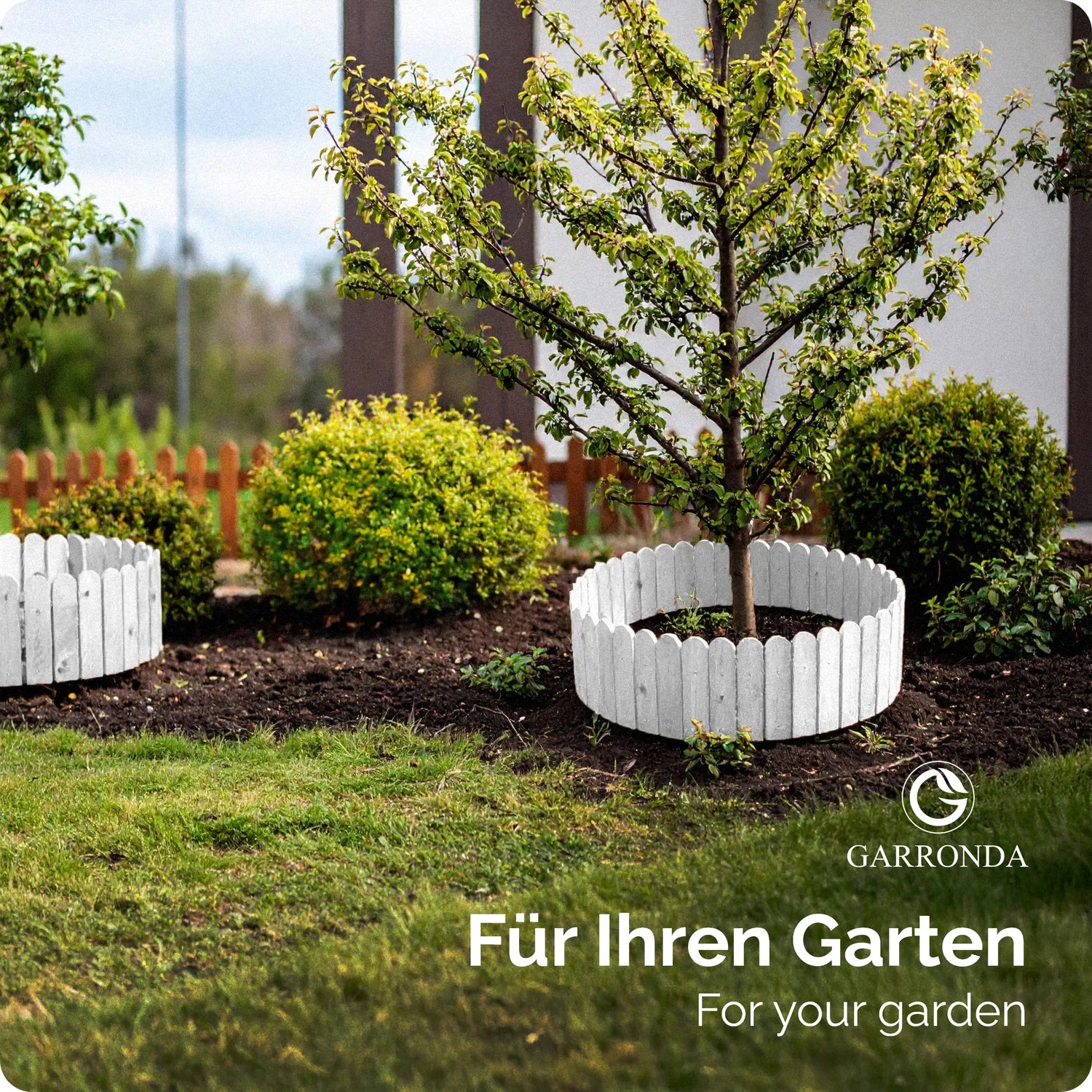 Rasenkante Holz Beeteimfassung 100 cm Flexibler Rollborder GD-0148