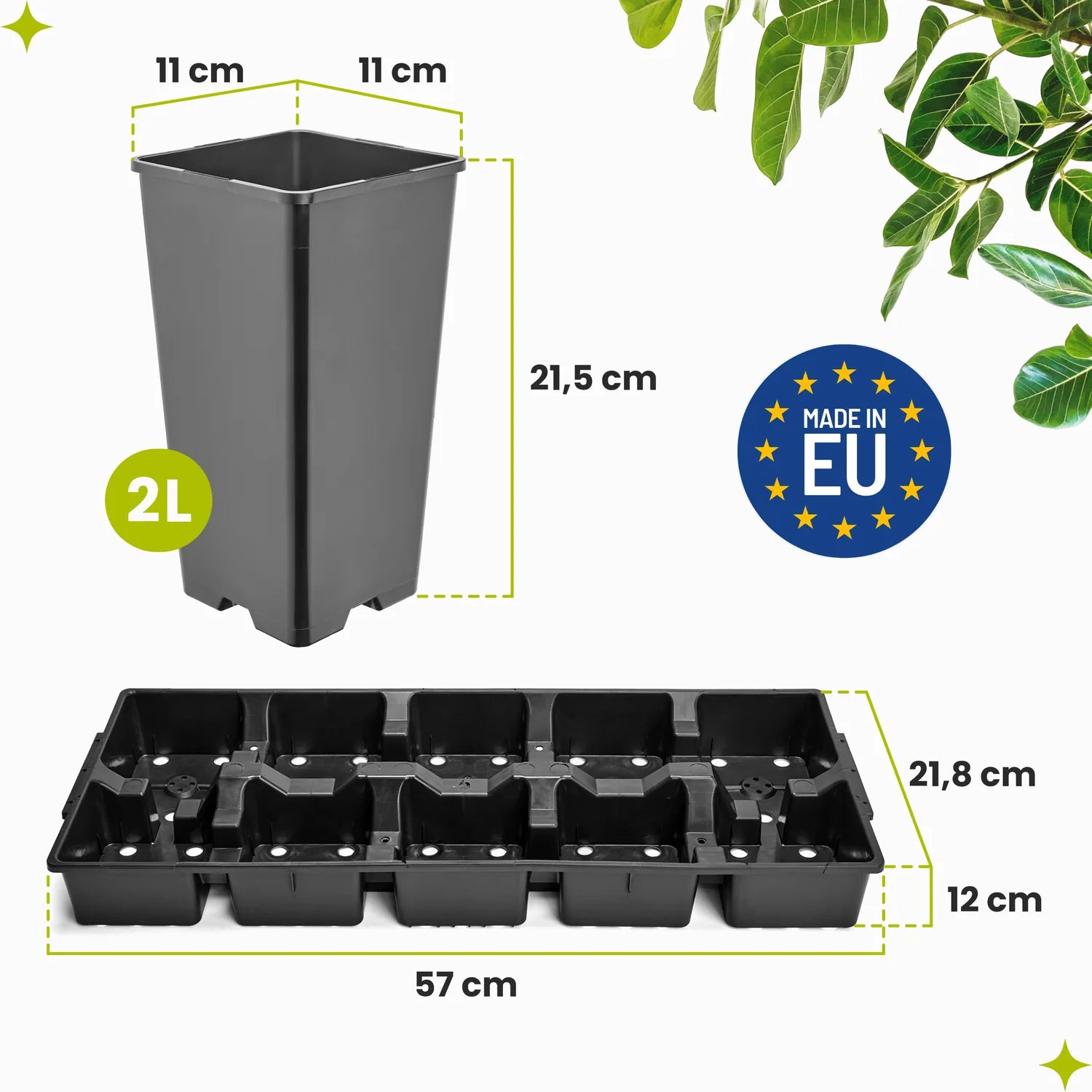 #Größe_Transporttray mit 10 x 2L Töpfen