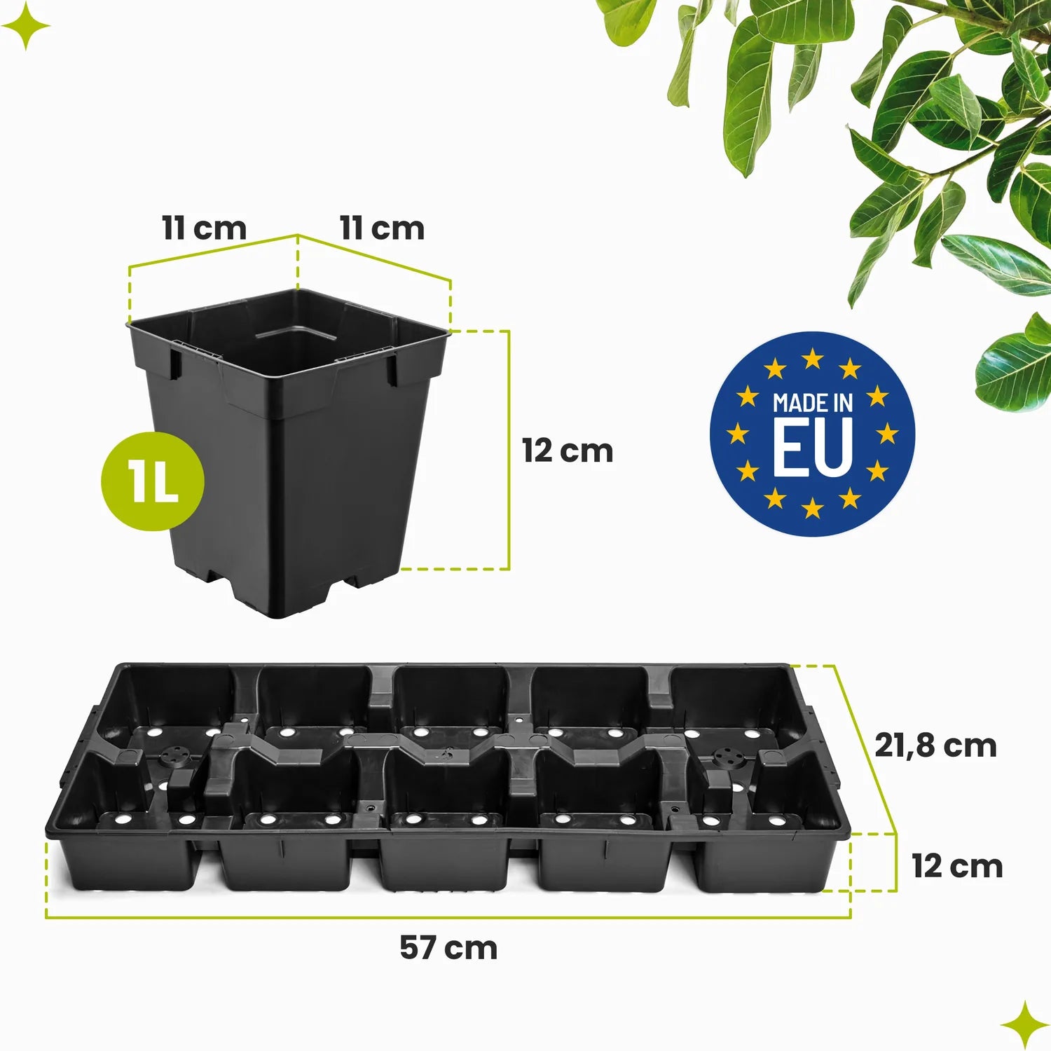 #Größe_Transporttray mit 10 x 1L Töpfen