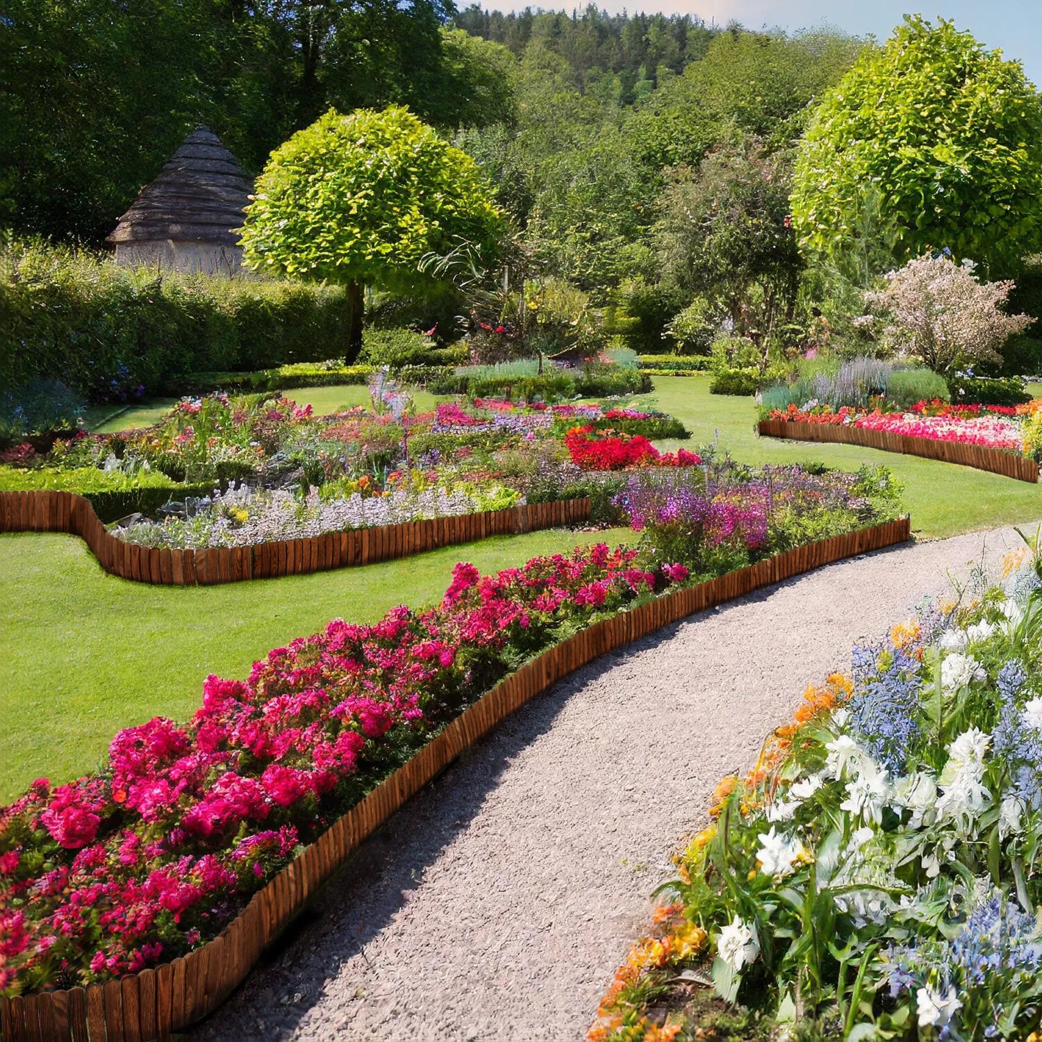 Beeteinfassung Holz Rollzaun Flexibler Rollborder für Garten Länge: 2m GD-0046