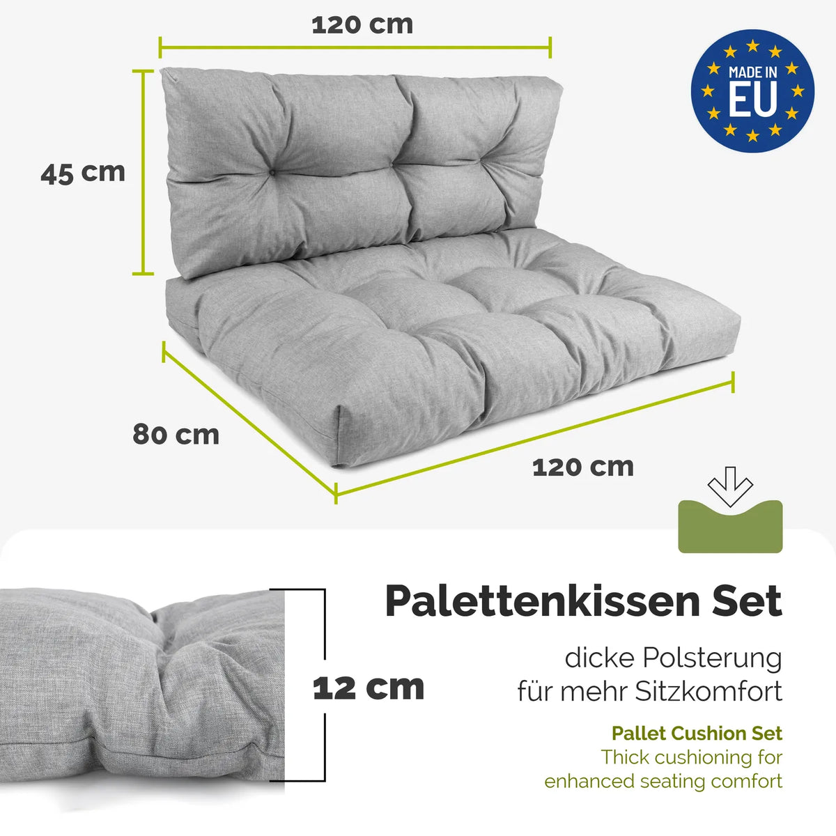 #Farbe_Hellgrau#Kissenart_Set Sitzkissen + Rückenkissen