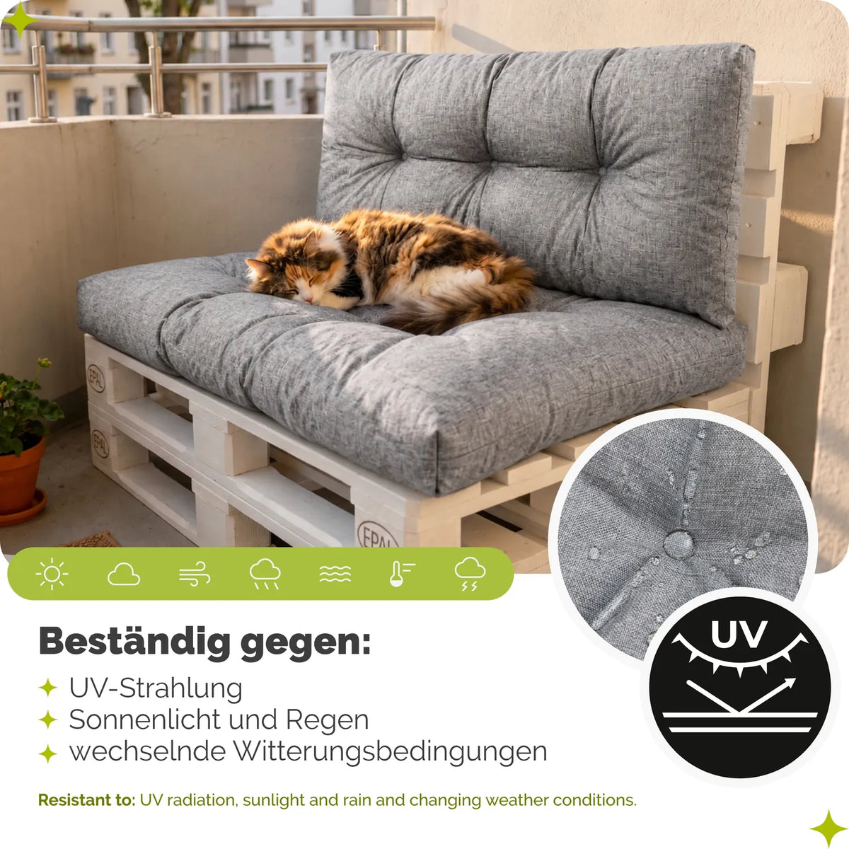 #Farbe_Grau#Kissenart_Set Sitzkissen + Rückenkissen