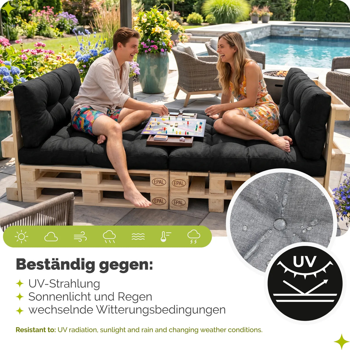 #Farbe_Anthrazit#Kissenart_Set Sitzkissen + Rückenkissen