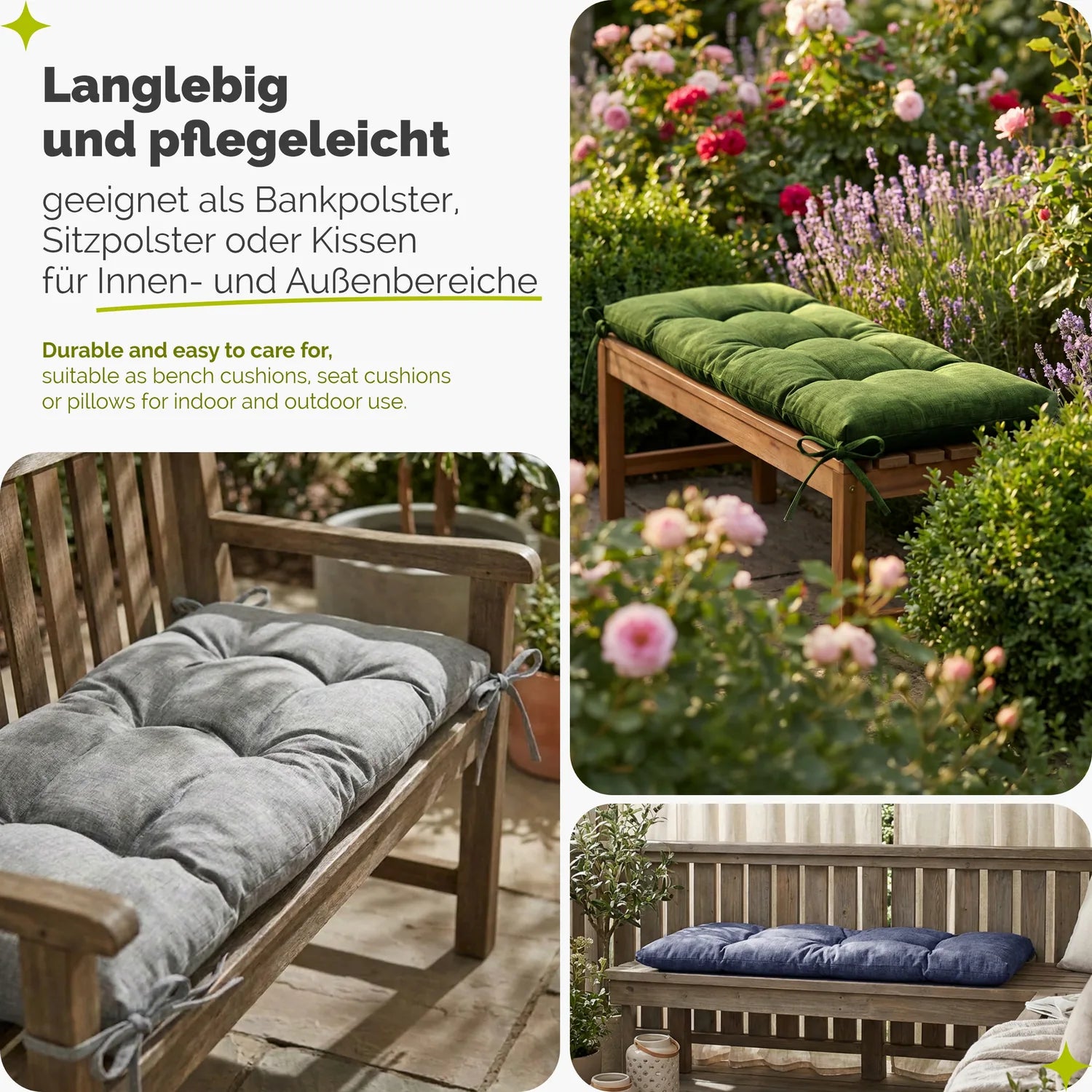 Bankauflage wasserabweisend 10 cm für Gartenbank & Schaukel GD-0219
