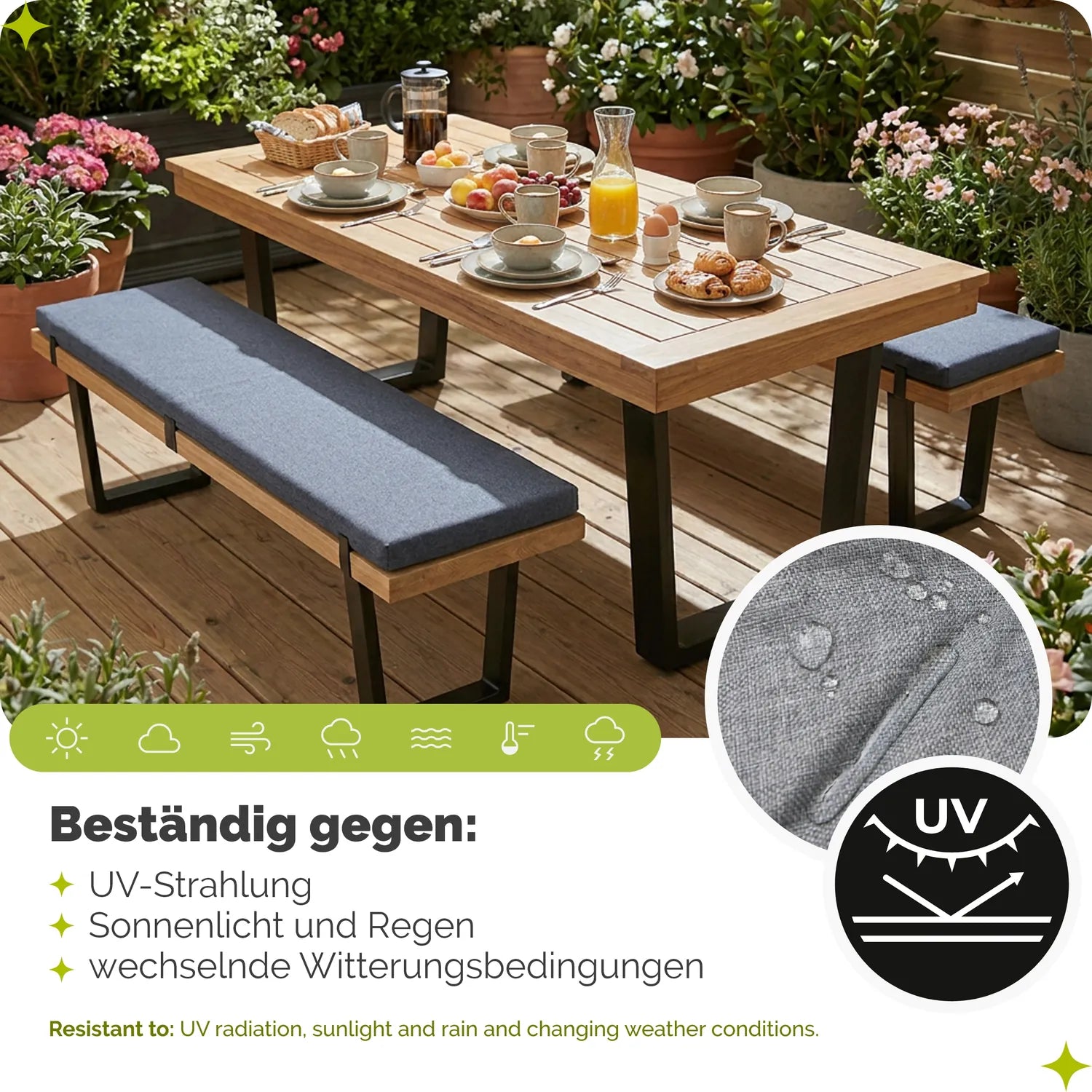 Bankauflage wasserabweisend 4 cm für Gartenbank & Schaukel GD-0220