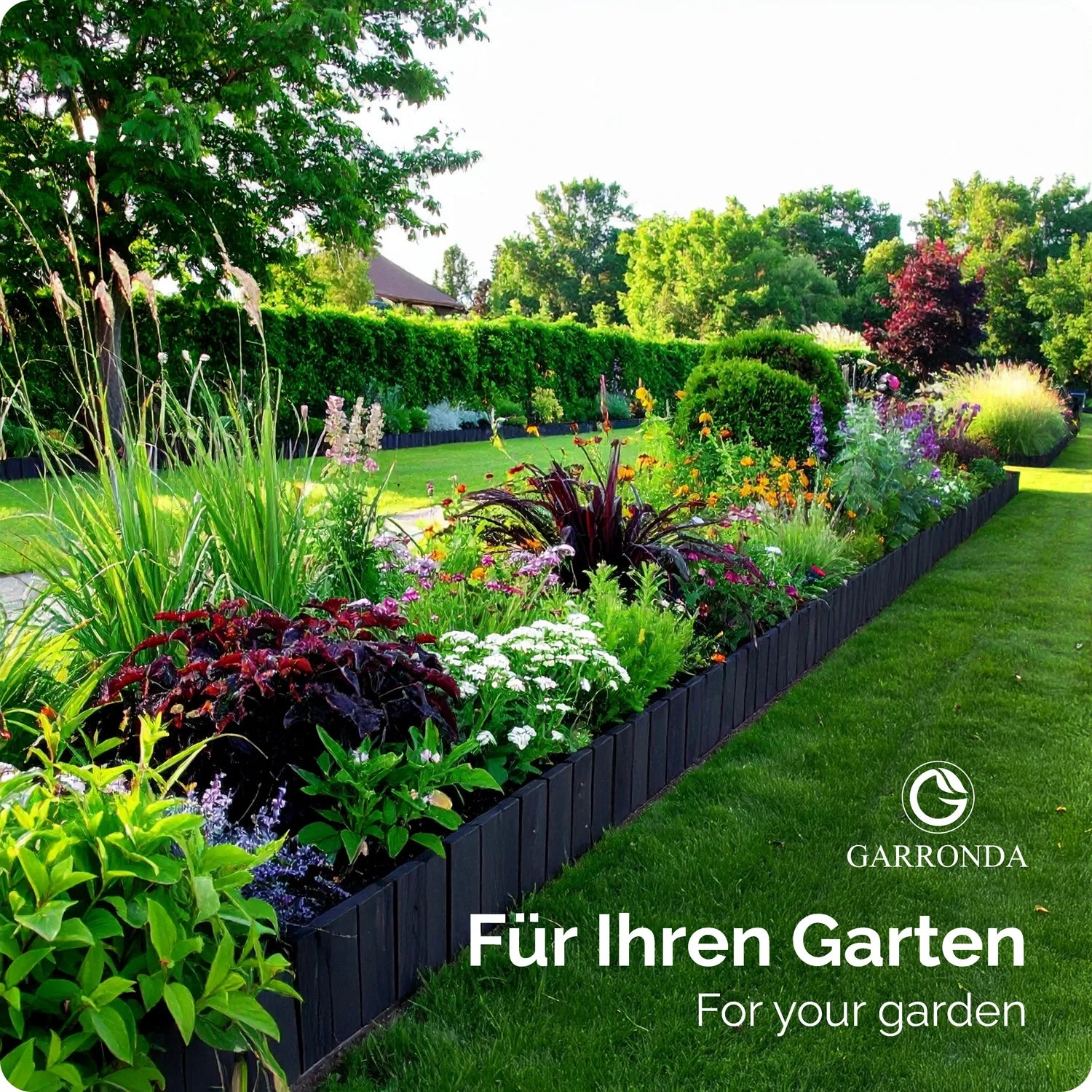 Rasenkante Holz Beeteimfassung 200 cm Flexibler Rollborder GD-0149