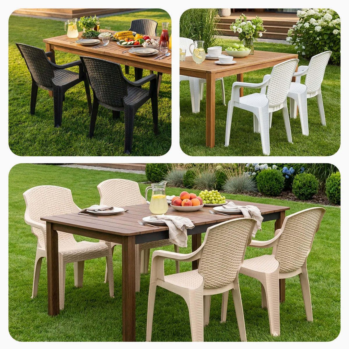 Kunststoff Gartenstühle stapelbar Balkonstühle in Rattan-Optik GD-0254