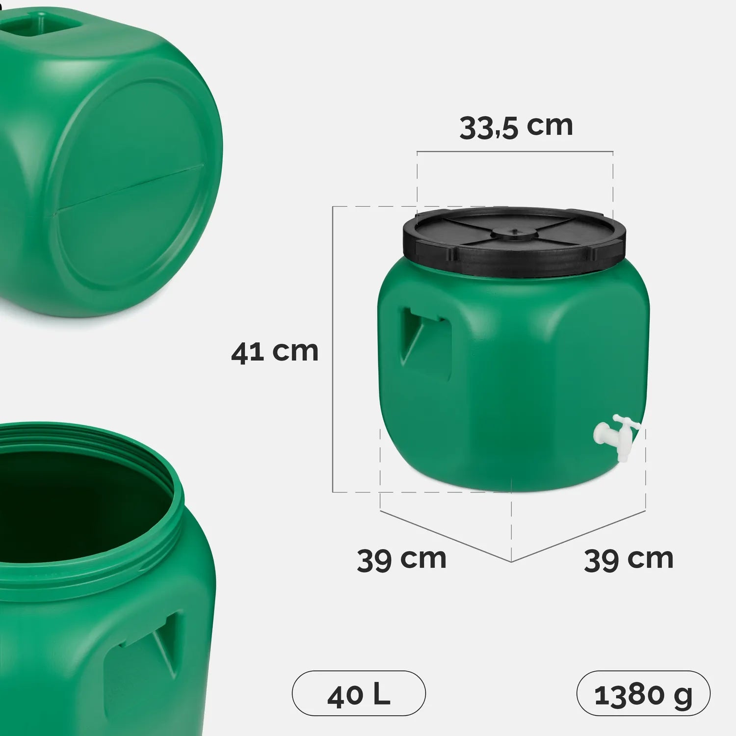 #Farbe_Grün mit Hahn#Kapazität_40 L