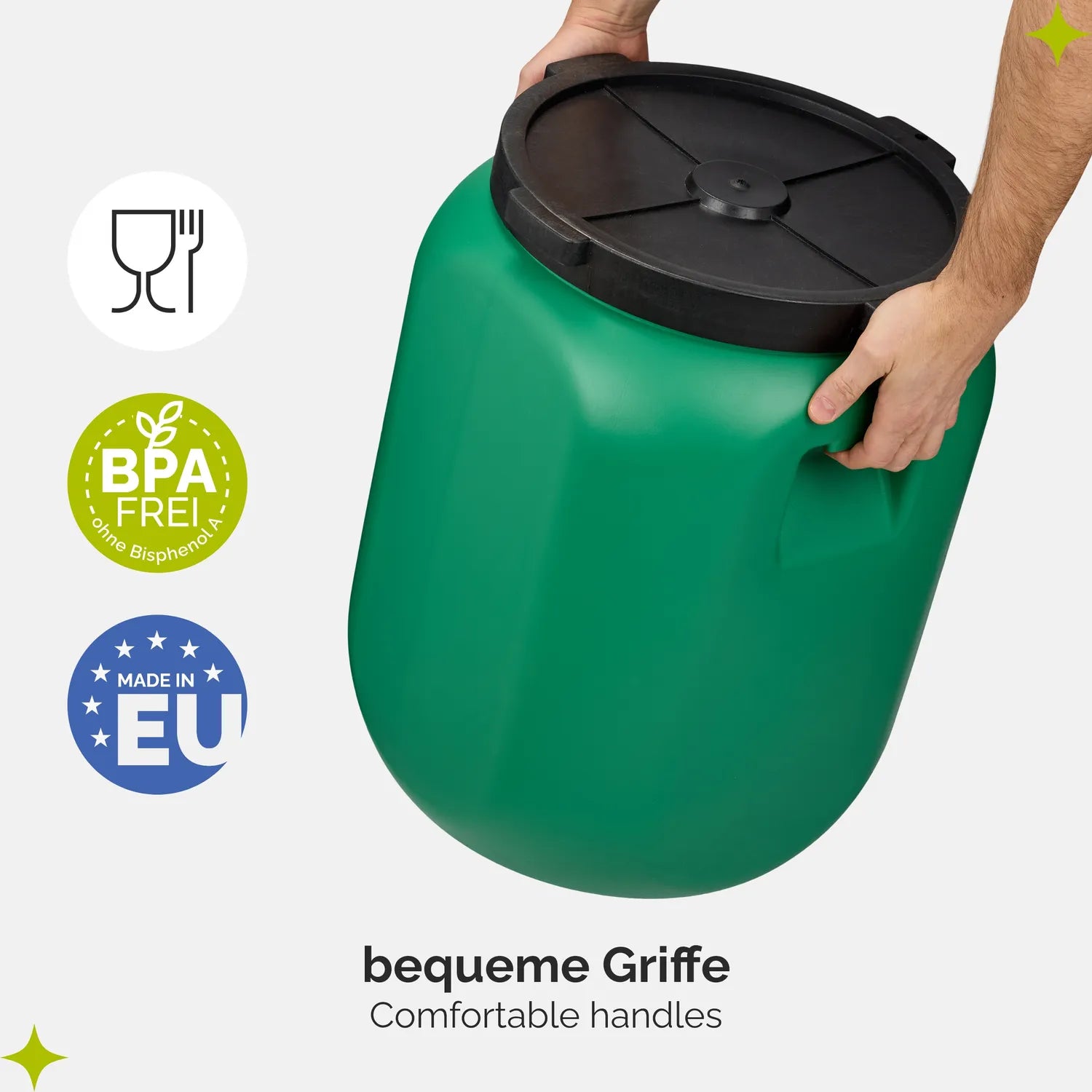 #Farbe_Grün mit Hahn#Kapazität_60 L