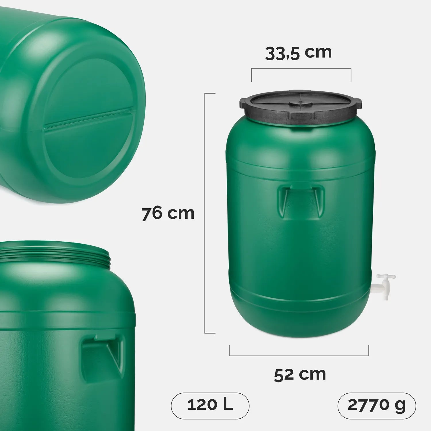 #Farbe_Grün mit Hahn#Kapazität_120 L