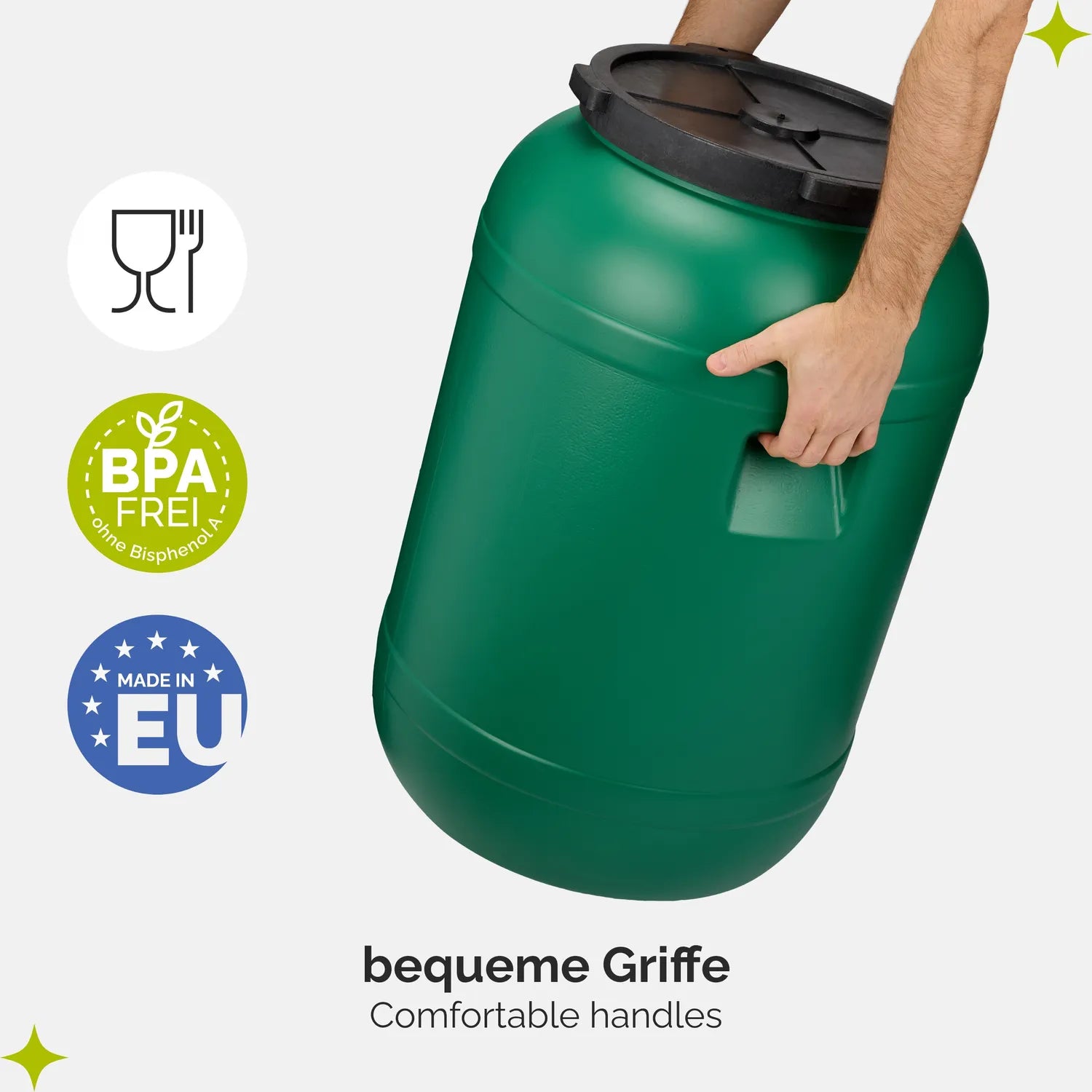 #Farbe_Grün mit Hahn#Kapazität_120 L