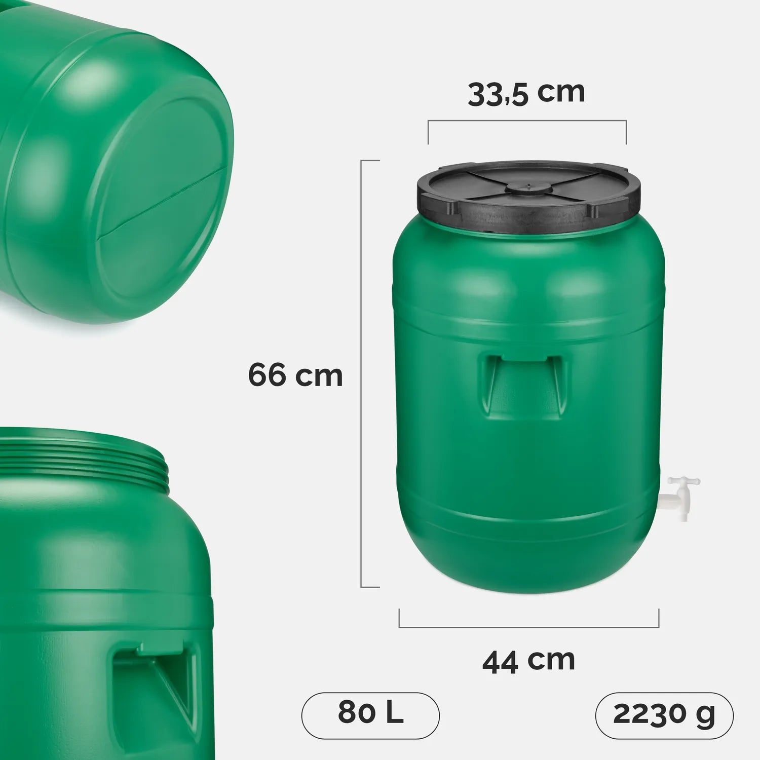 #Farbe_Grün mit Hahn#Kapazität_80 L