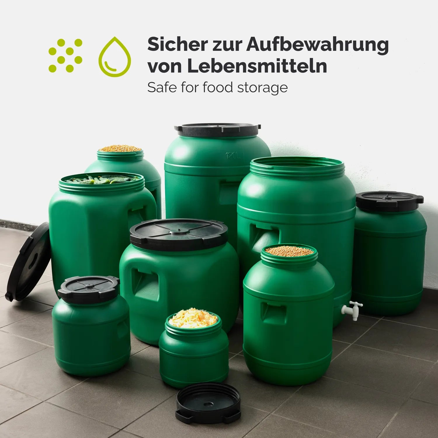 #Farbe_Grün mit Hahn#Kapazität_80 L