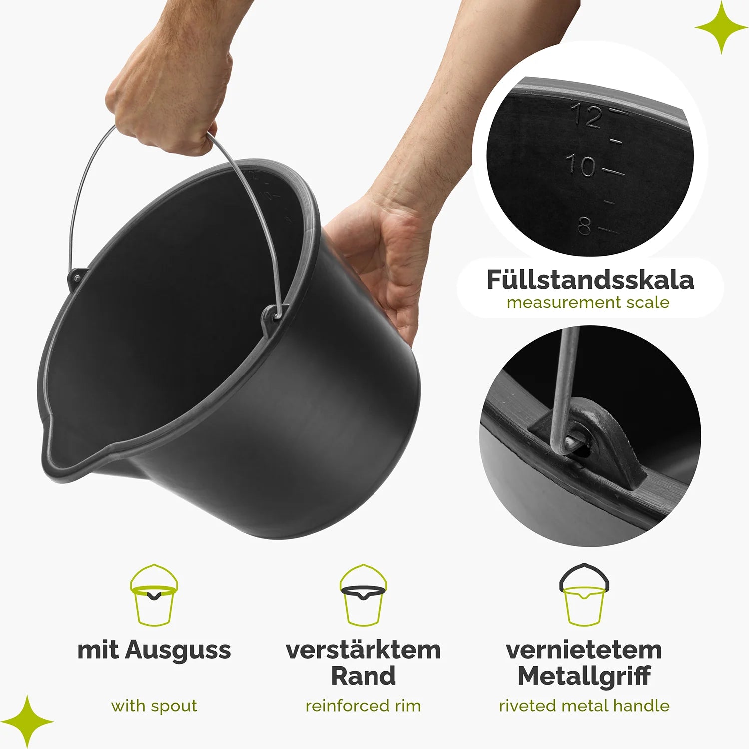 #Farbe_Schwarz#Größe_12 L mit Ausguss