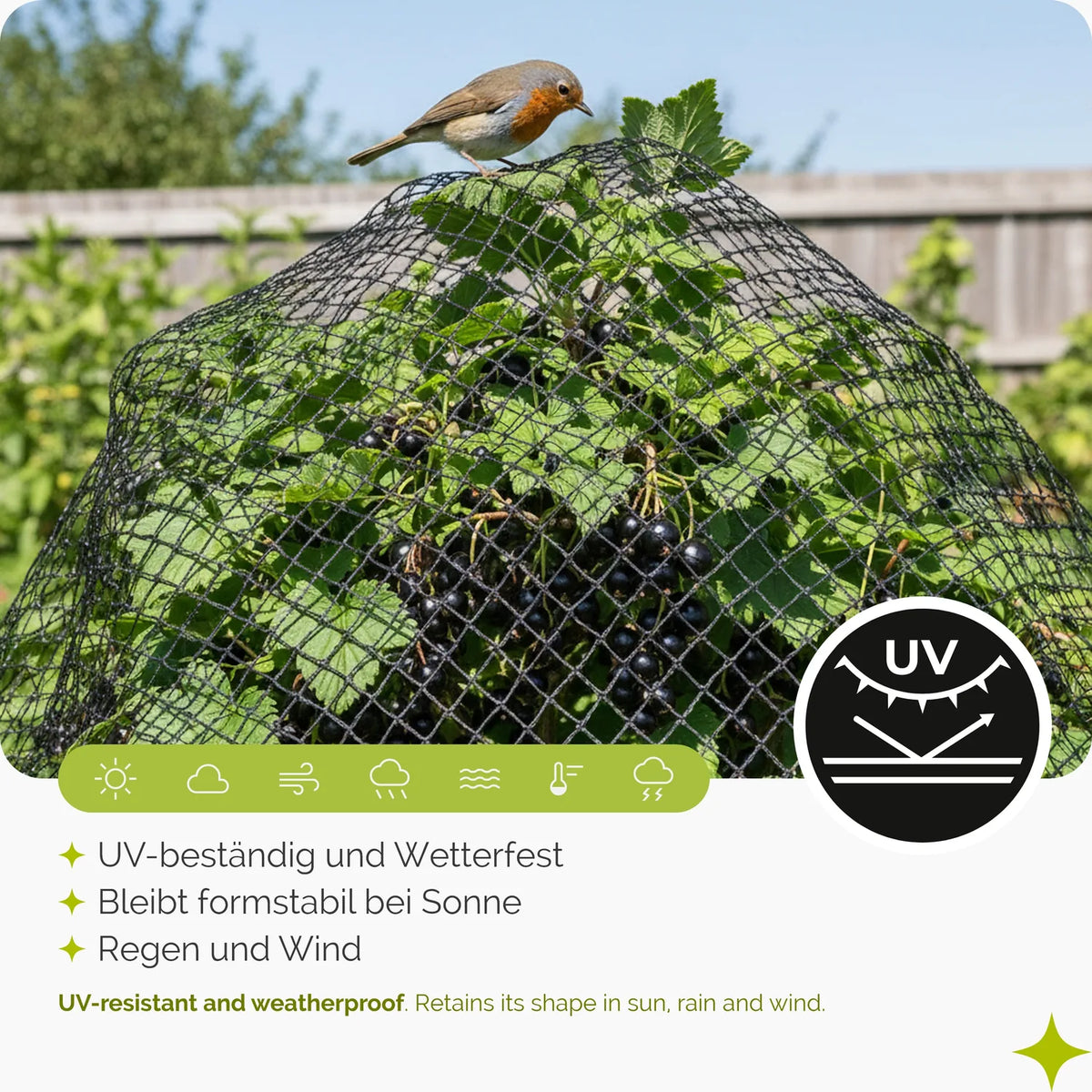Vogelschutznetz 13 x 13 mm für Garten, Beete & Balkon GD-0195