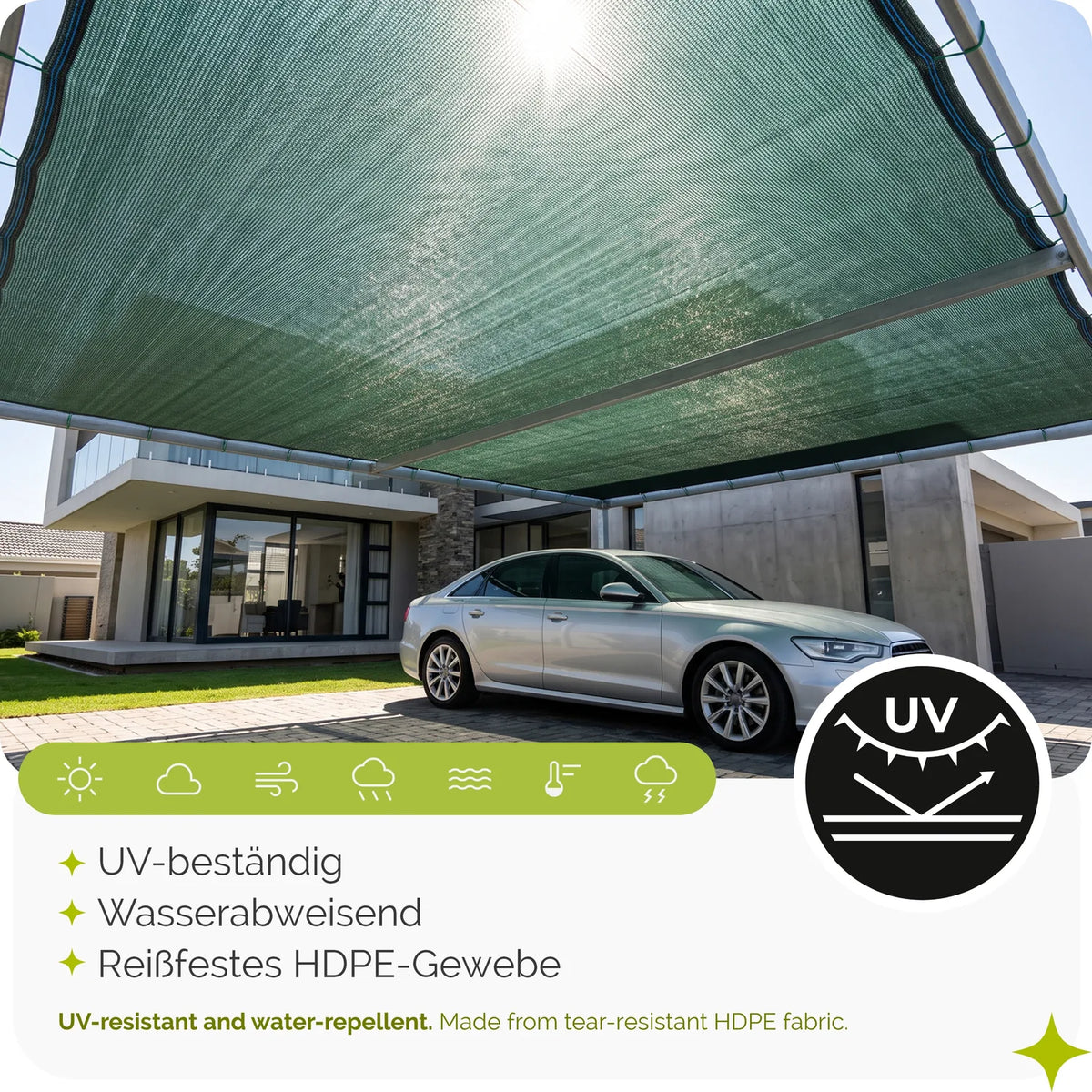 Schattiernetz 1,5x50 m Schattierungsnetz aus HDPE 135 g/m² GD-0255