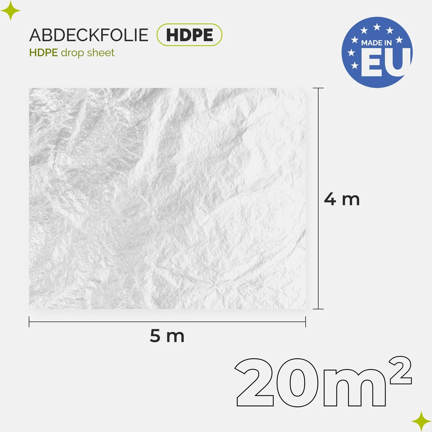 Abdeckfolie 4x5 m Transparent HDPE – Reißfeste Malerfolie für Renovierung & Möbel-Schutz GD-0166