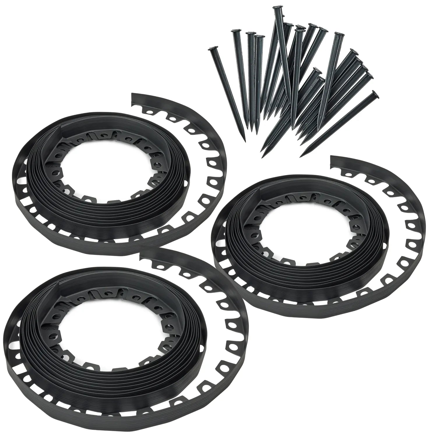 #Farbe_Schwarz#Größe_30 m x 4 cm mit 60 Befestigungsnägel