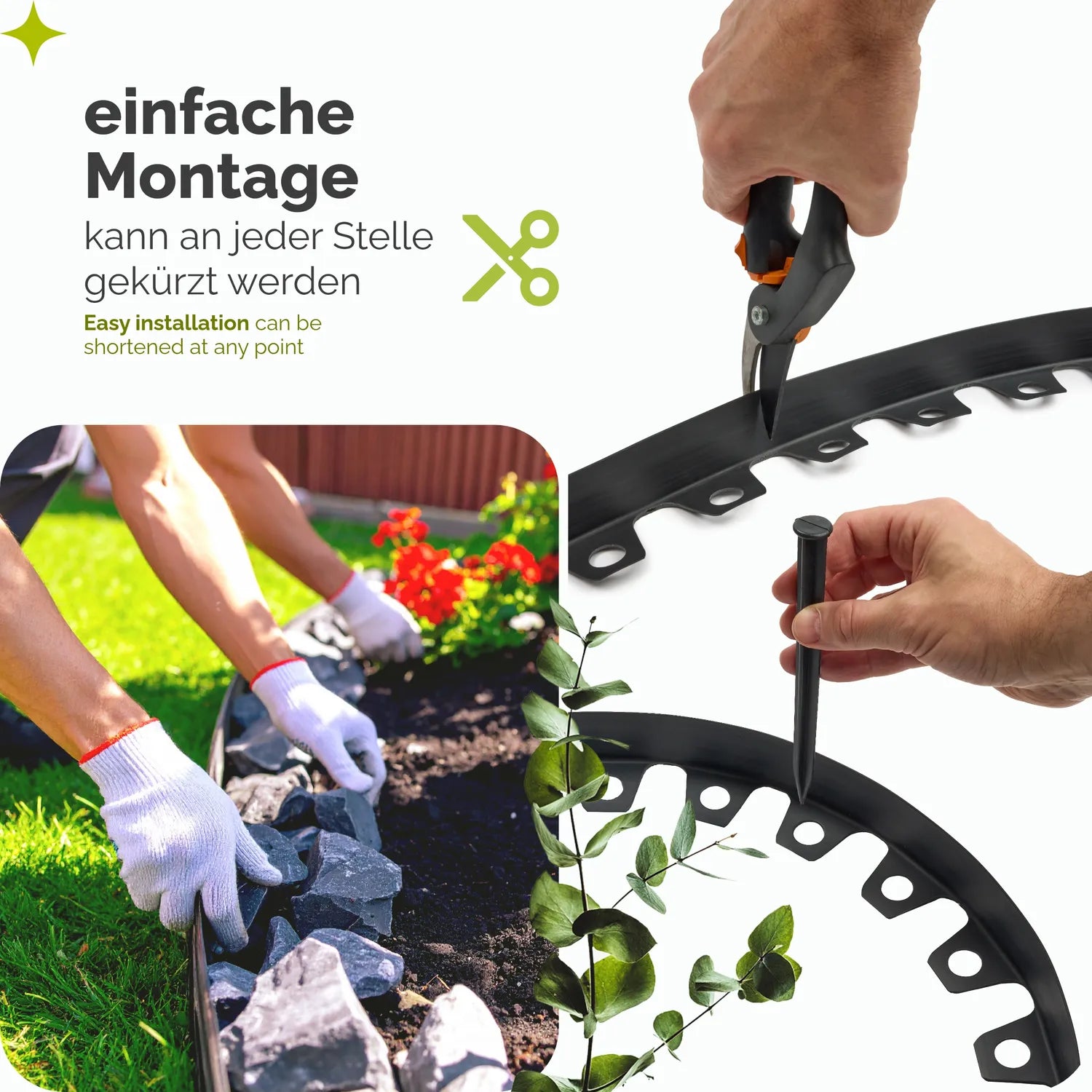 Beeteinfassung Kunststoff Bordstein mit Befestigungsankern GD-0158