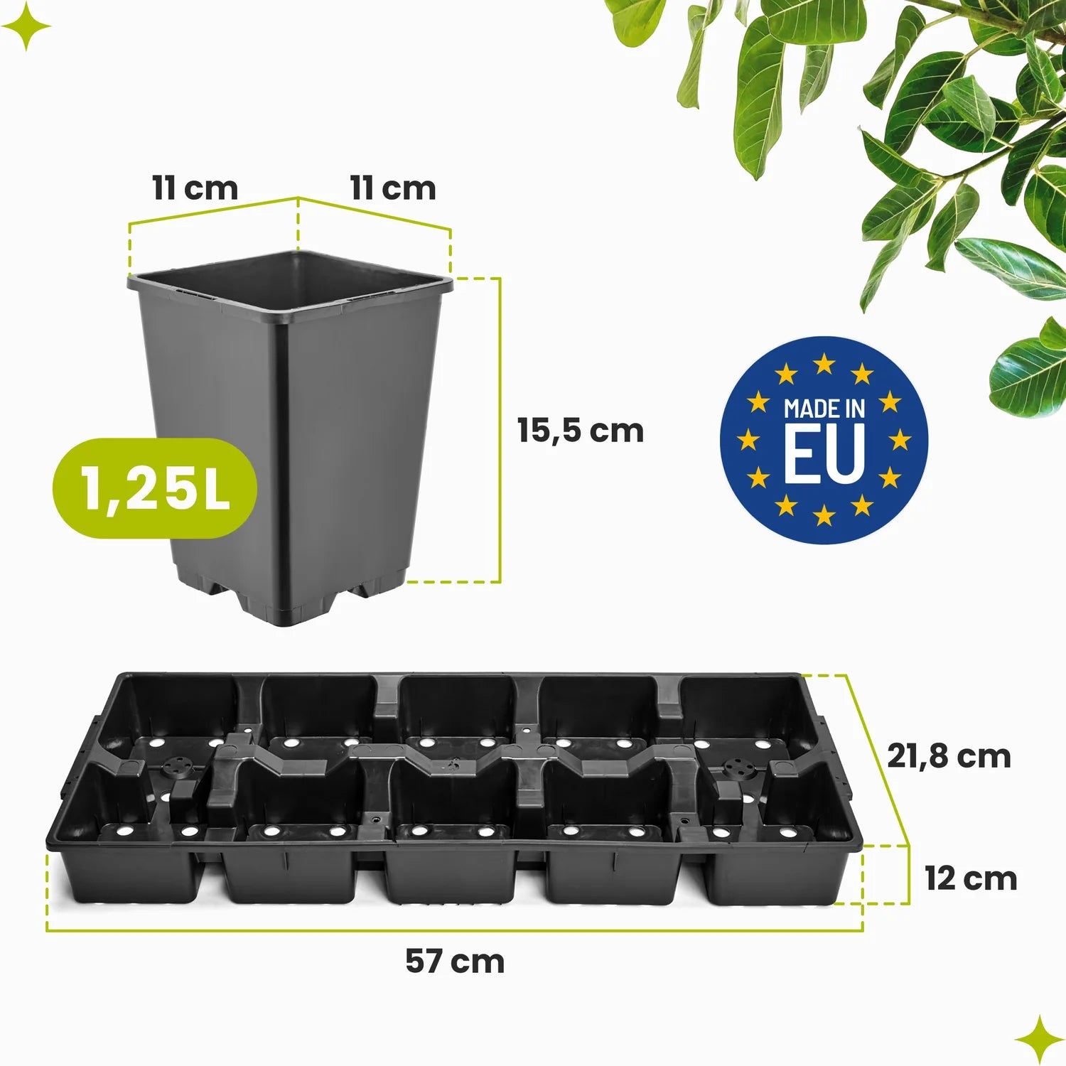 #Größe_Transporttray mit 10 x 1,25L Töpfen