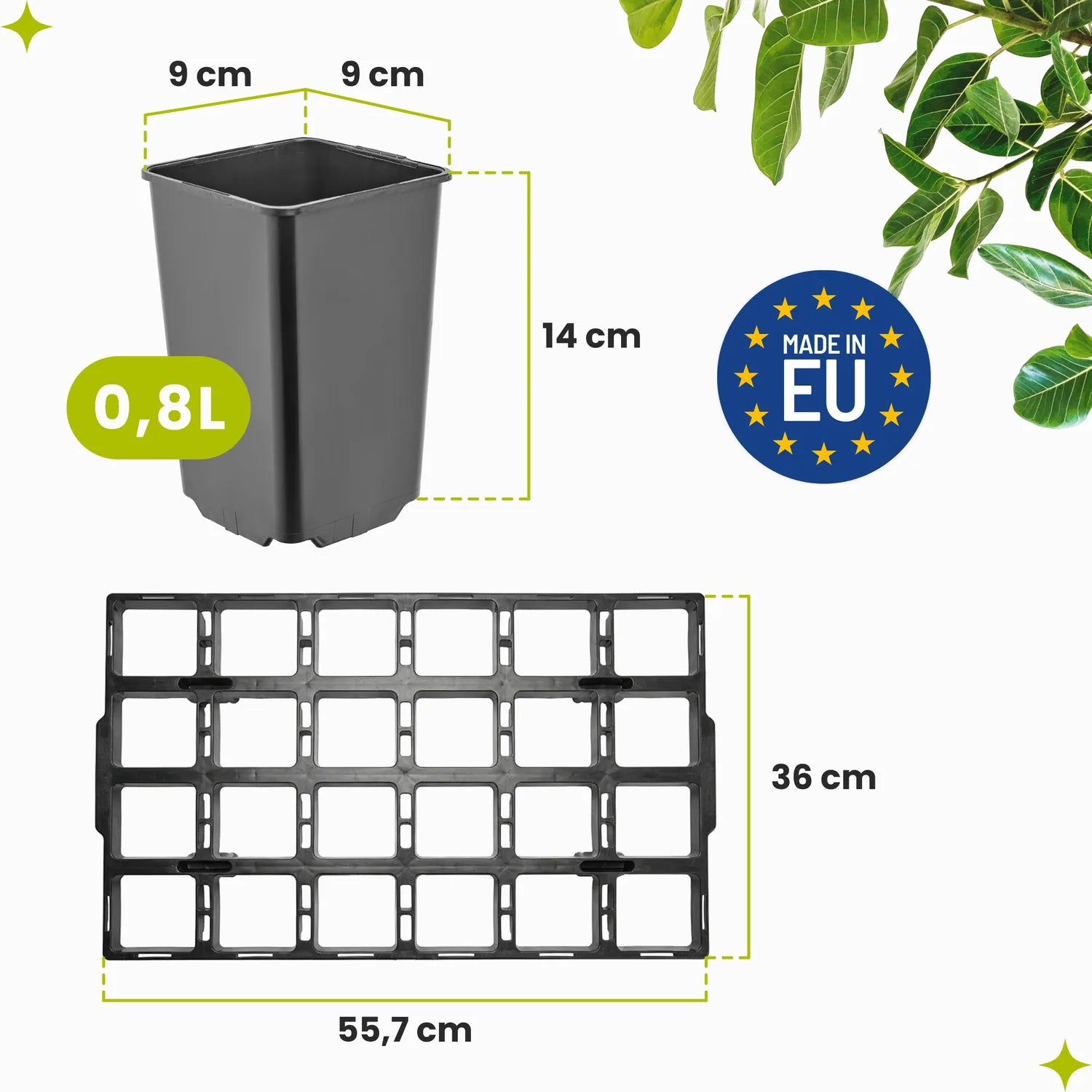 #Größe_Transporttray mit 24 x 0,8L Töpfen