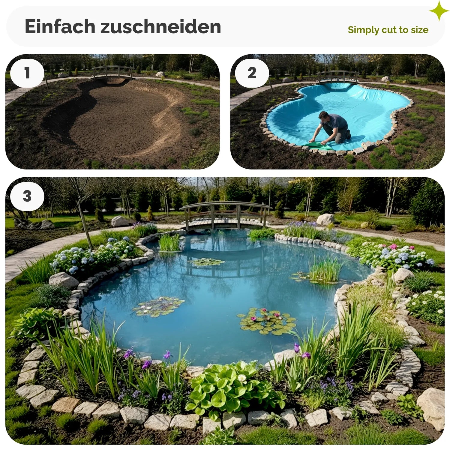 Teichfolie 0,5 mm 3-lagig für Gartenteich & Fischteich Teichplane GD-0223