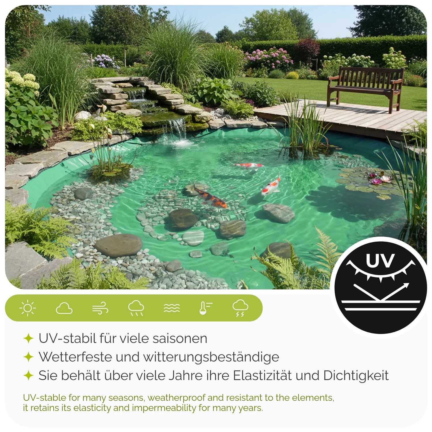 Teichfolie 0,5 mm 3-lagig für Gartenteich & Fischteich Teichplane GD-0223