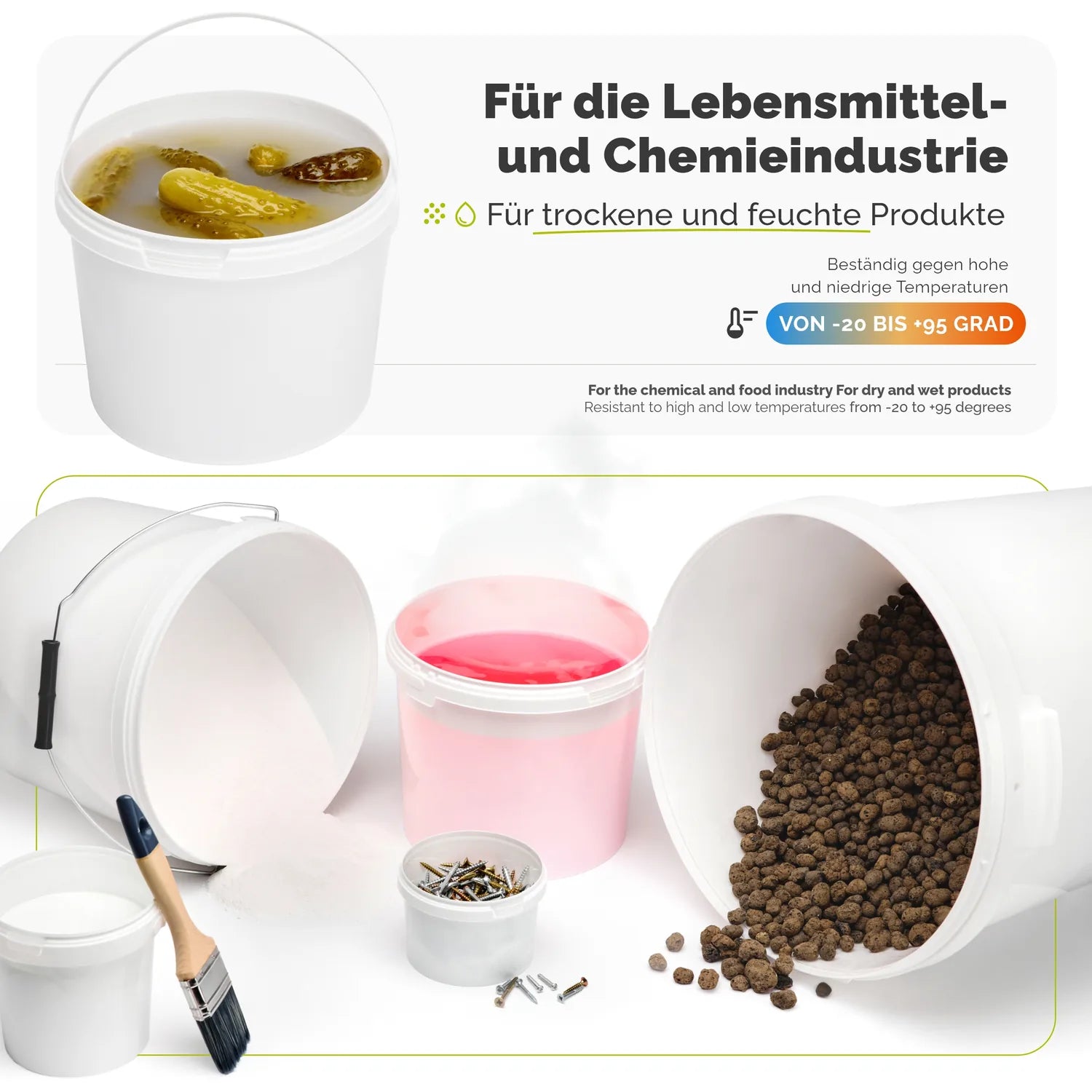 Eimer mit Deckel 0,5 bis 30 L für Lebensmittel Weiß GD-0071