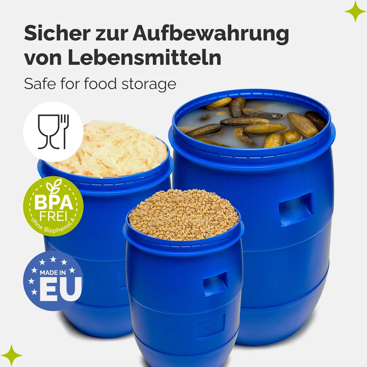 Set 2x 220 Liter Weithalsfass mit Deckel HDPE Wasserbehälter GD-0124