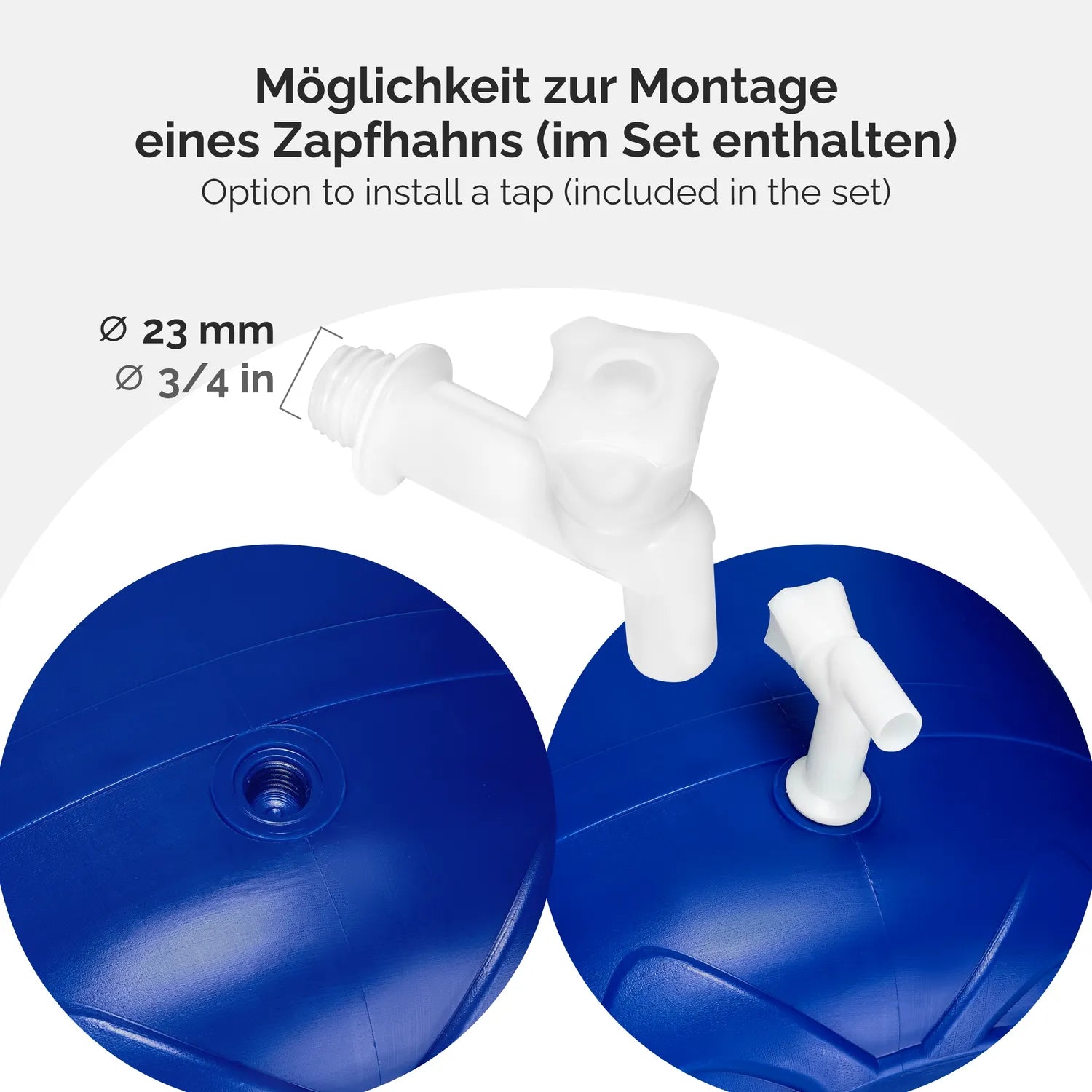 BPA-freies Fass mit Hahn Universalfass Regenfass für Garten GD-0092