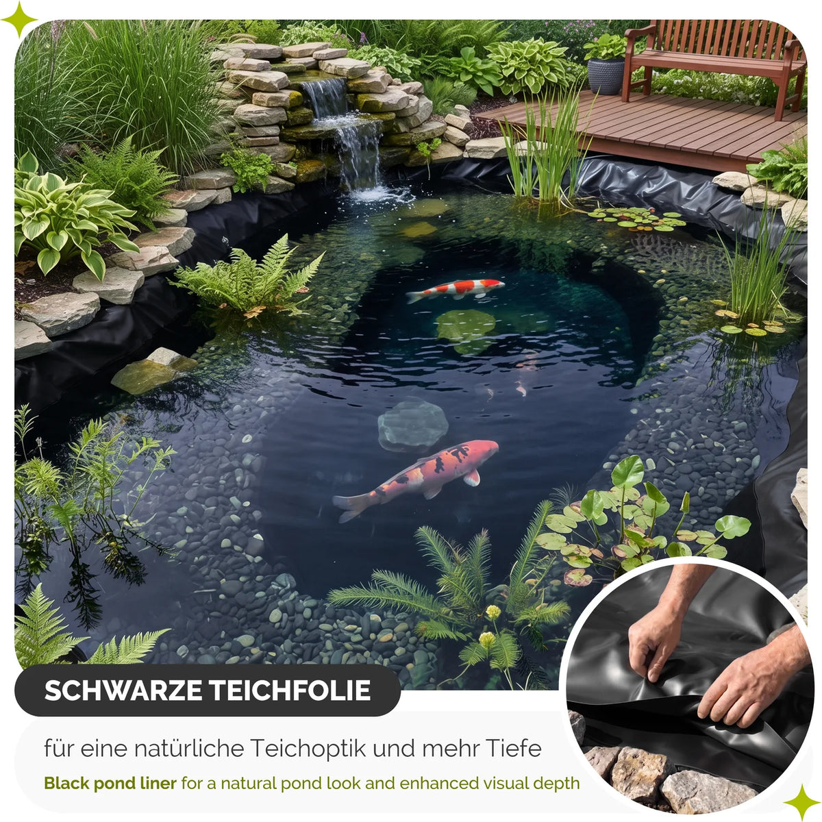 Teichfolie 0,5 mm 3-lagig UV-beständig Teichplane Schwarz GD-0257